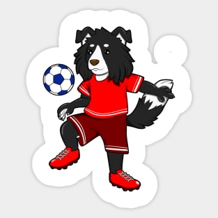 Comic border collie playing soccer Sticker